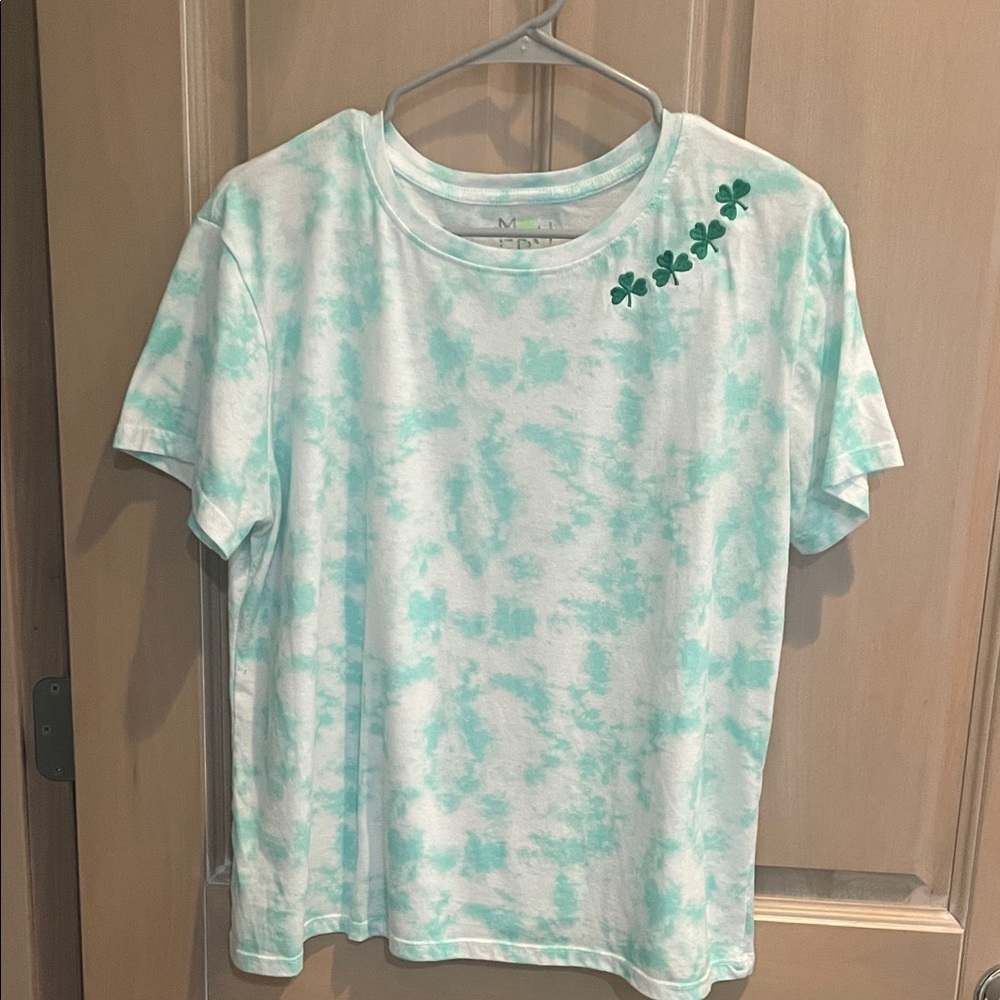 MTA Sport Mint Tie-Dye Tee with Green Clover Accents